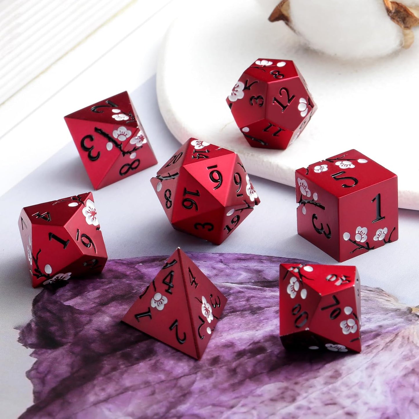 DnDnD Heavy Polyhedral Metal Dice Set with Metal Box, 7-die Shiny Blue Surface with Golden Number for RPG,Dungeons and Dragons,Pathfinder,Shadowrun,D&D,Role Palying Game and Math Teaching - Colors A
