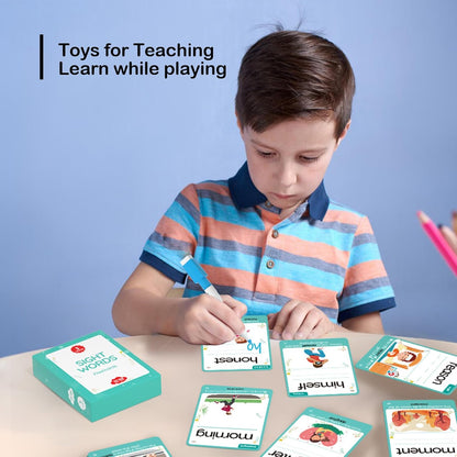 WJPC 55 Cards, 106PCS High Frequency First-Grade Sight Words Flash Cards, 1st Grade Phonics Learning Cards for 5,6,7,8 Years Ages Kids Boys, Girls Learn to Read, Write, Association, Sentence Making