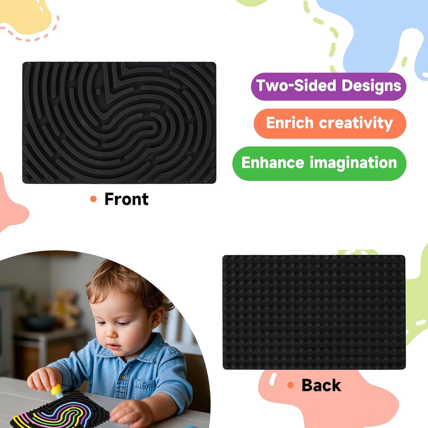 Sensory Board for Kids –Durable Silicone Sensory Activity Board –Sensory Toys for Kids with Autism, ADHD, Anxiety & Stress–Toddlers Calming Travel Essentials Fidget Toy for Kids 3+ & Adults