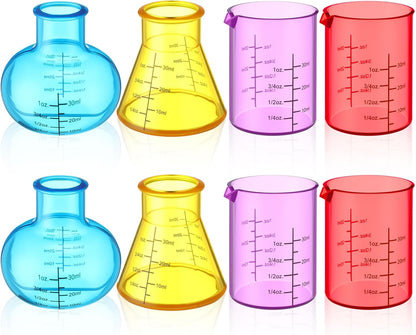 8 Pcs Science Measuring Flask Set for Kids, Graduated Cylinder 30ml Plastic Beakers Science Kits for Kids Ideal for DIY and Lab Experiment, Chemistry, Studies