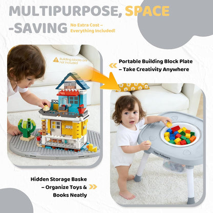 Time Followers® 6-in-1 Baby Activity Center | 4 Stage Montessori-Inspired Toys | Grow Stationary Standing Toddler Table | Jumpers & Bouncers | Must Have for Boy & Girl 6, 12, 24+ Month Old (White)