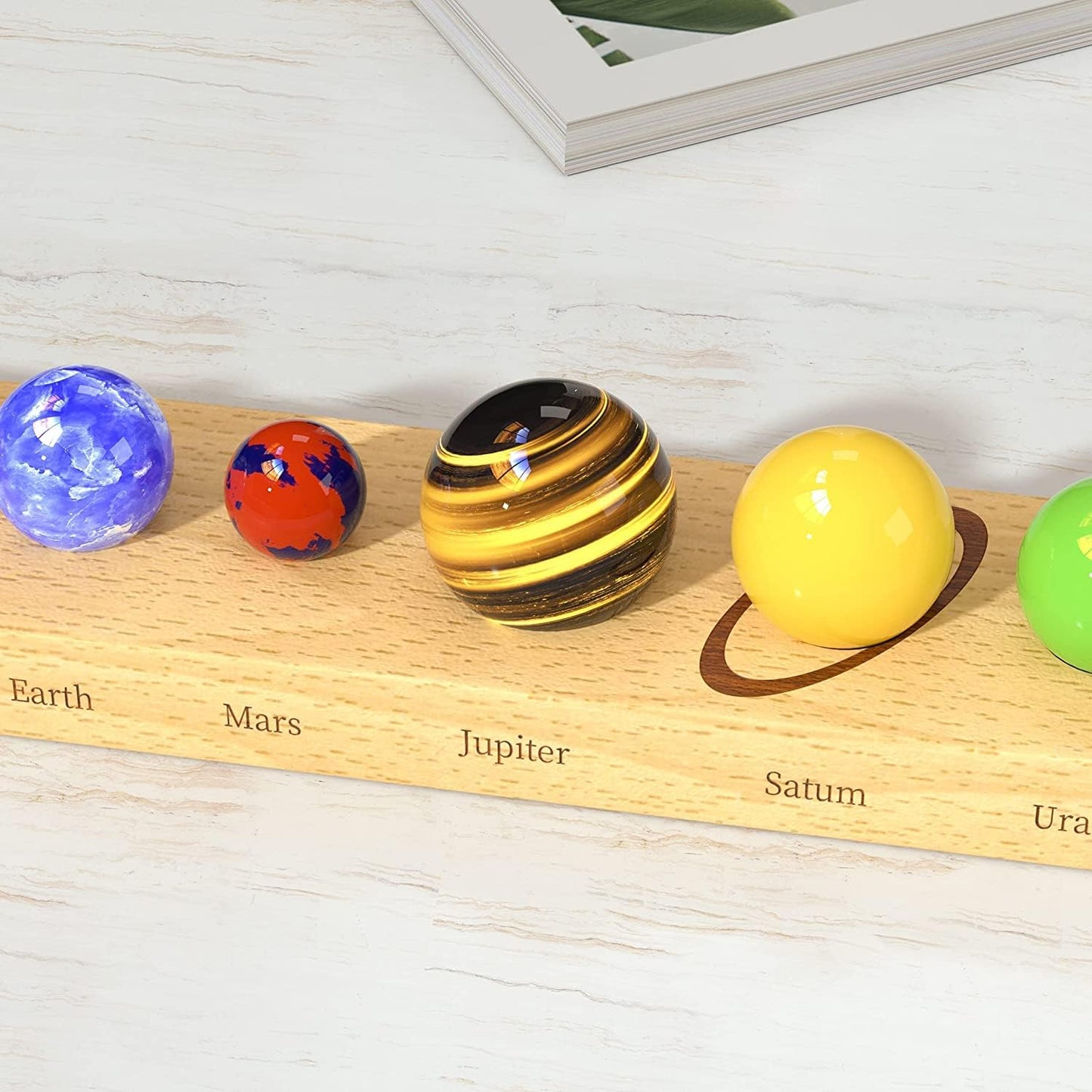 Nine Planets Gem Stones Planets Decorations Solar System Model Handmade Space Home Office Desk Decorations Creative Gift for Men, Women, Kids