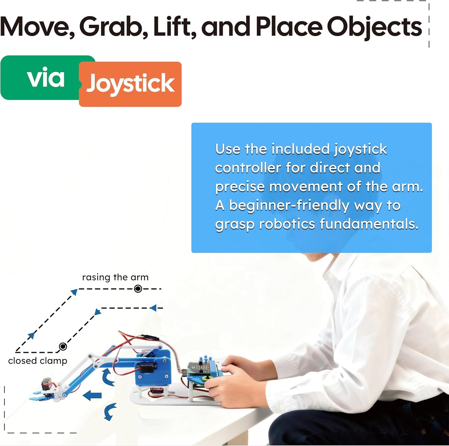 microbit Smart Robotic Arm Kit, 4DF Programmable Mechanical Arm Building Kit for Makers & STEM Enthusiasts to Learn Coding, Science & Engineering, Micro:bit v2 and AA Batteries not Included