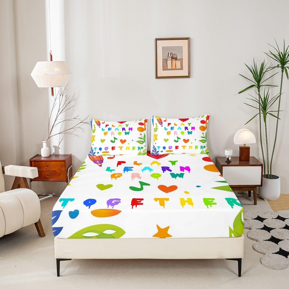 Chemistry Bed Sheets for Kids Teens Girls Boys,Chemical Experiment Fitted Sheet Twin,Science Themed Sheets for Math Lovers,Chemistry Lab Bedding Set,White and Black