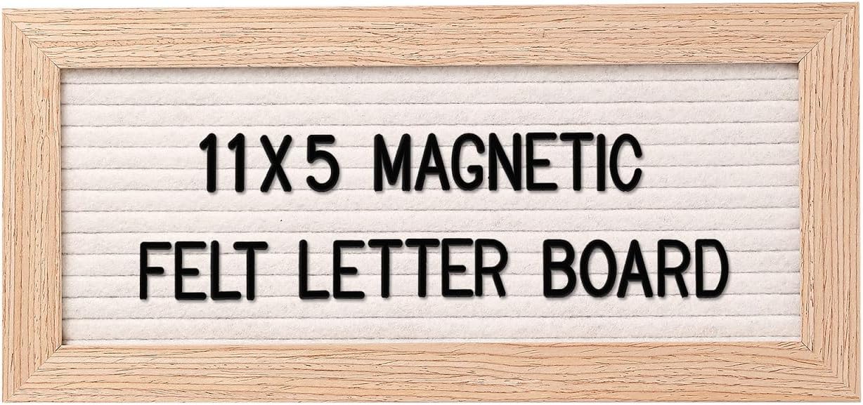 Small Magnetic Felt Letter Board 11x5Inch with Changeable Letters and Numbers, Message board Letter Sign Board in Wood Frame for Anoucement&Notification(Black)