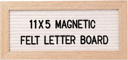 Small Magnetic Felt Letter Board 11x5Inch with Changeable Letters and Numbers, Message board Letter Sign Board in Wood Frame for Anoucement&Notification(Black)