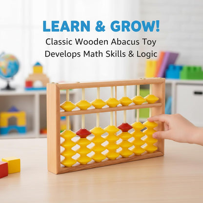 Wooden Abacus for Kids Math, 7 Rods Classroom Abaco with Non-Slip Beads & Hanging Rope, Teacher's Large Abacus for Elementary School