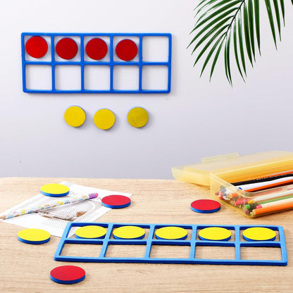 WinnerWhy 2 Set Giant Magnetic Foam Ten Frames Set, Early Math Manipulative, Frames with Disks, Teach Number Concepts, Addition and Subtractionfor Kids, Kindergarten Math Games