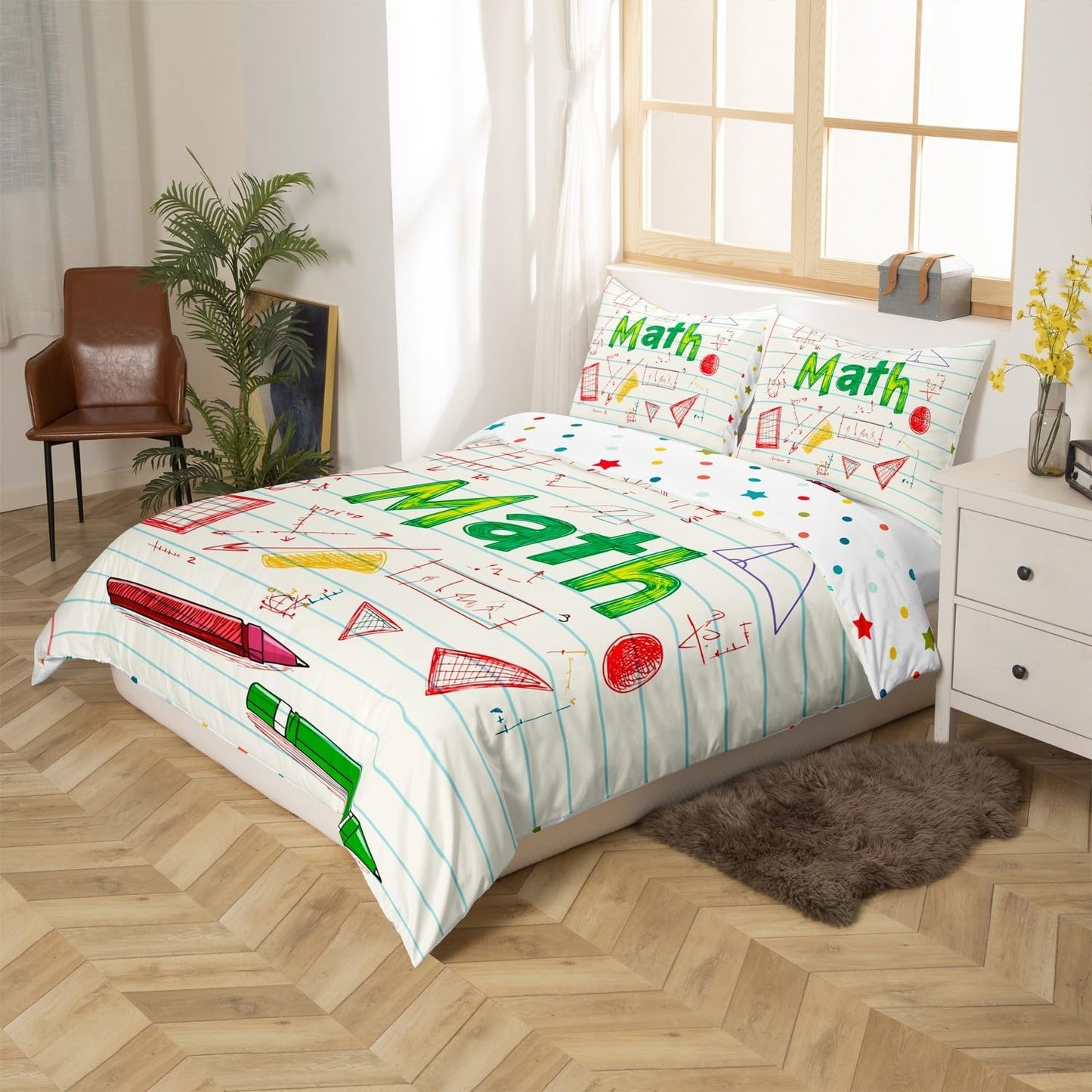 Erosebridal Science Theme Bedding Set Queen Size for Boys Girls Chemistry Periodic Table Print Duvet Cover Chemical Subject Theme Comforter Cover Teens Kids Math Science Atyle Bedspread Cover 3 Pcs
