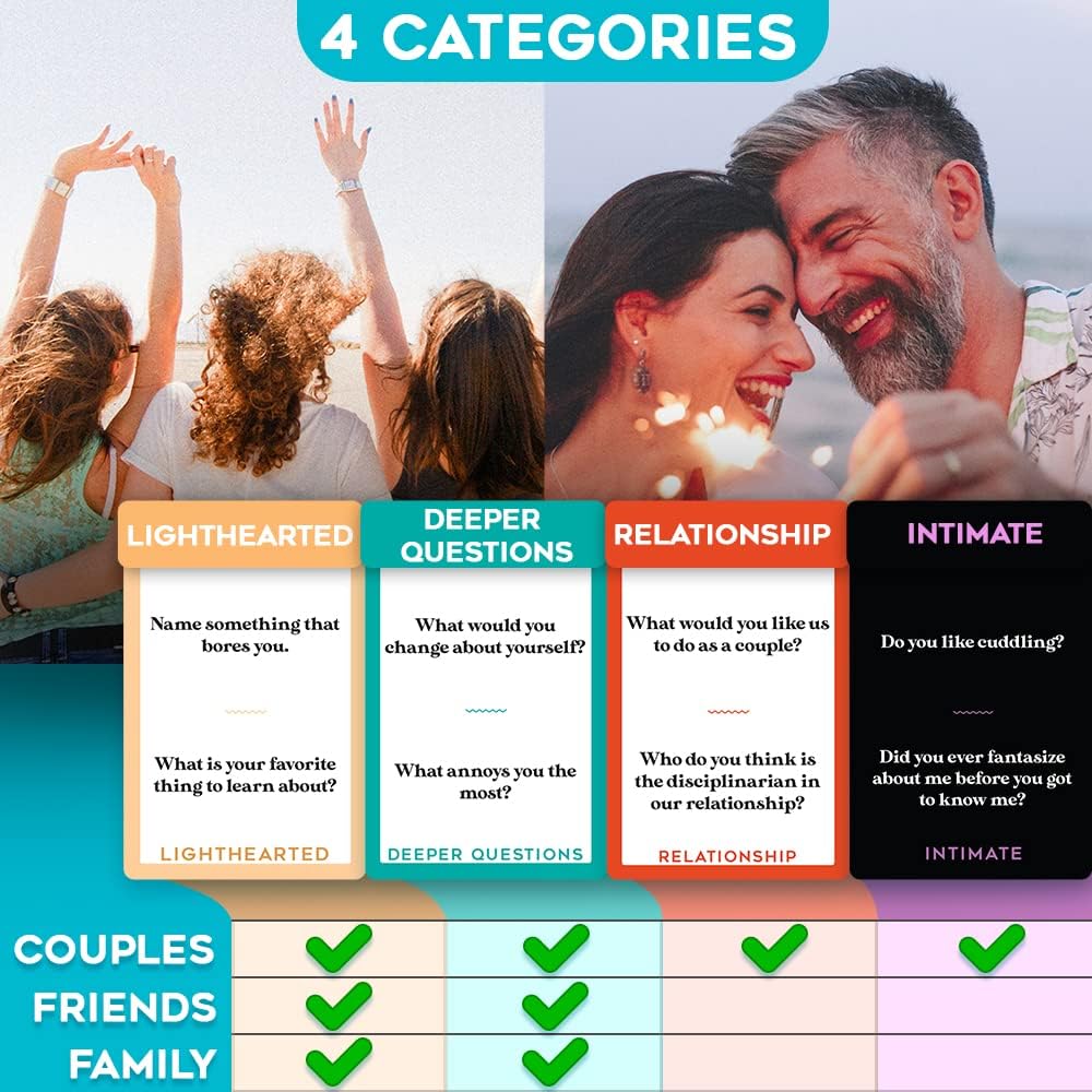 Joyadora 400 Questions for Couples, Family, Friends - Games, Romantic Card Game Gift Sets, Love Game, Card Games for Date Night, Relationship Gifts