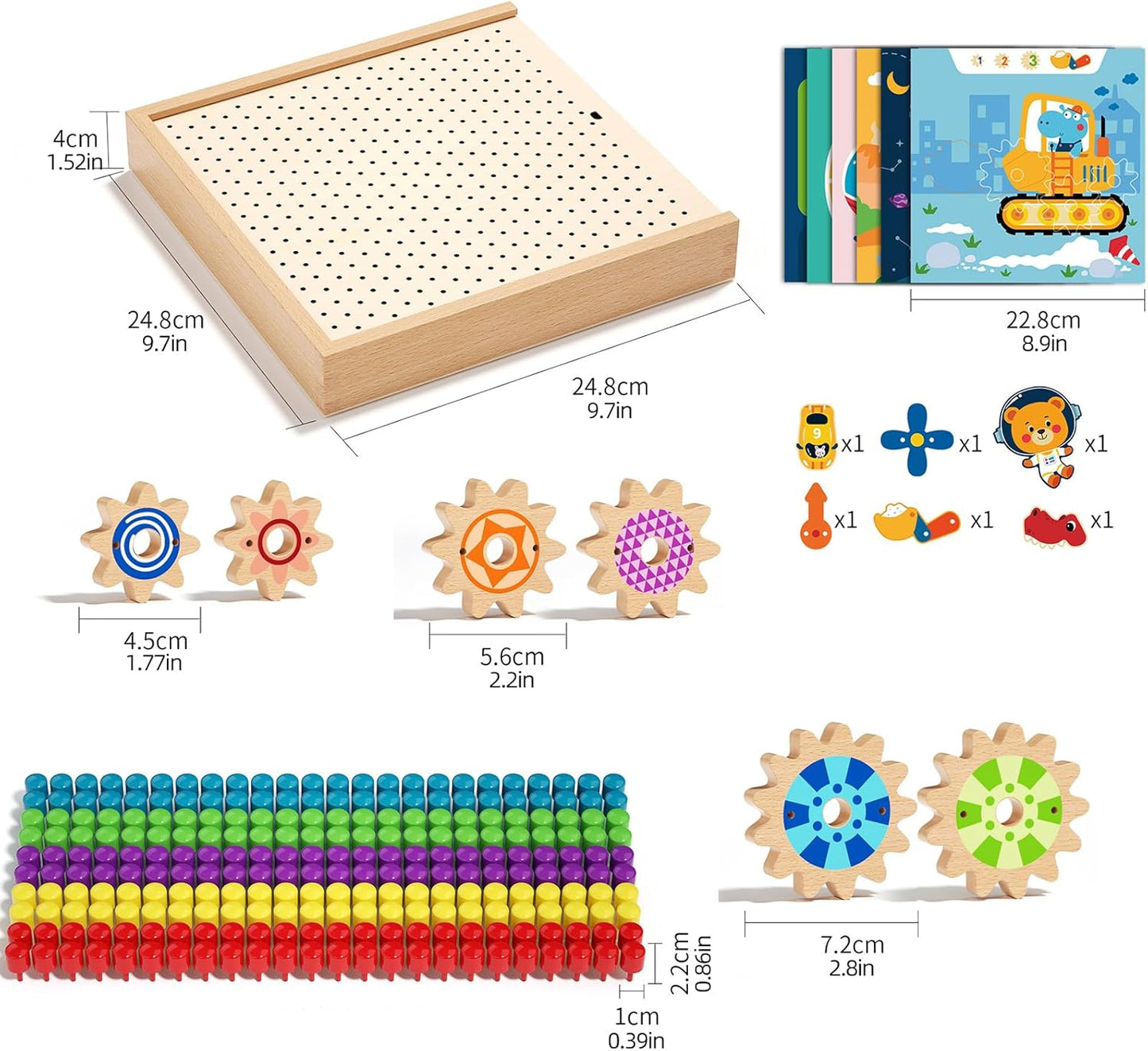 Montessori Gear Puzzle Game,Gears Toy,Montessori Screw Board Toy, Wooden Gear Building Set for Kids Ages 3-8,STEM Educational Toys for Fine Motor Skills Development