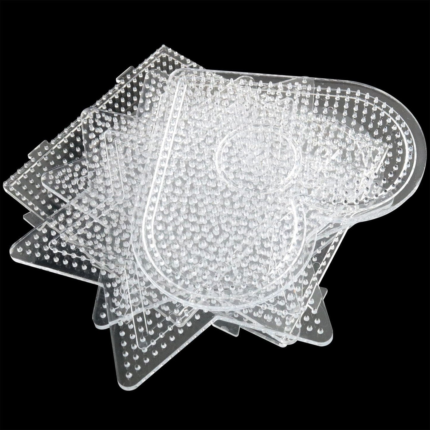 DGZZI 6PCS Fused Bead Board 2.6mm Transparent Plastic Bead Board Set 3 Shapes Handmade Material Beads Handmade Toys Patchwork Bean Base Plate Mini Perforated Bead Nail Plate