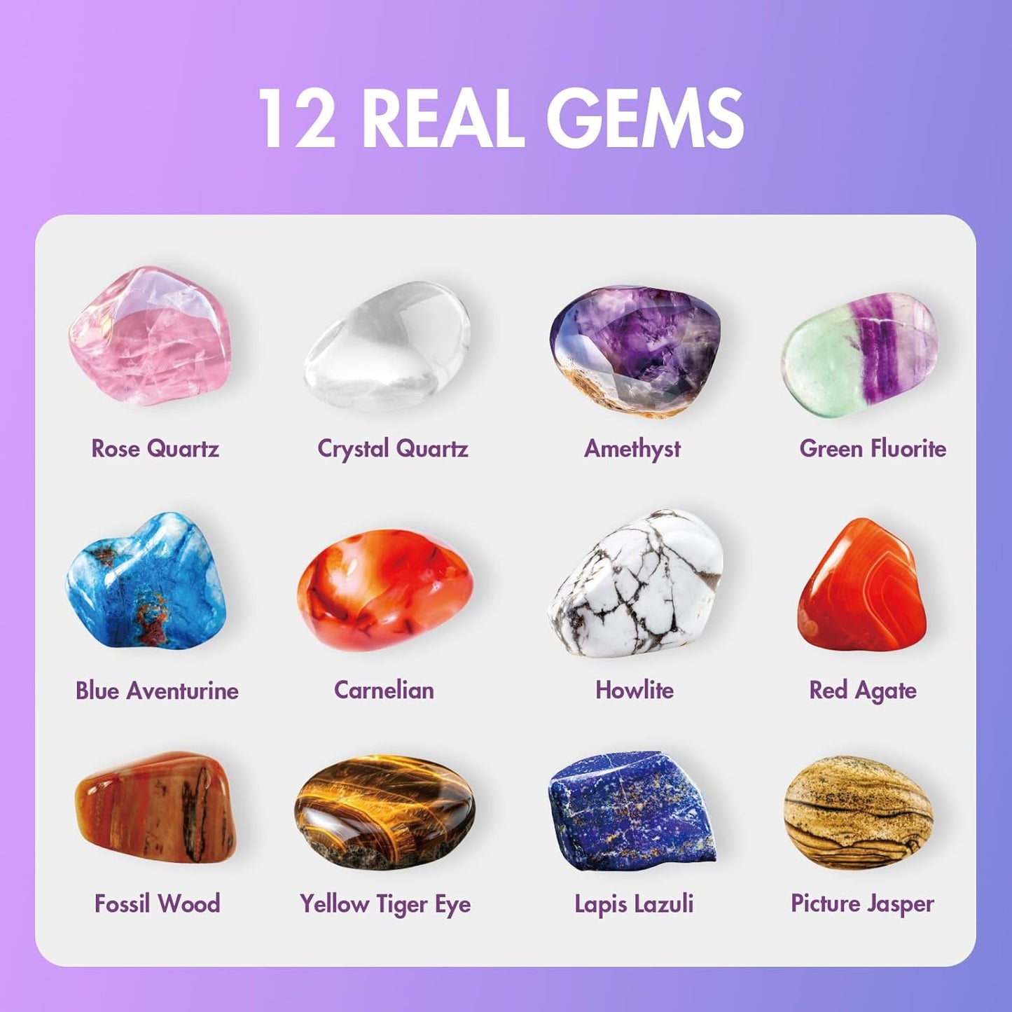 Gamerside Gemstone Dig Kit, Dig Up 12 Real Rocks and Minerals, Gem Digging Kit, Toy Geology Archaeology Excavation Kits for Kids Age 6-12 Years, Educational Gift for Boys and Girls