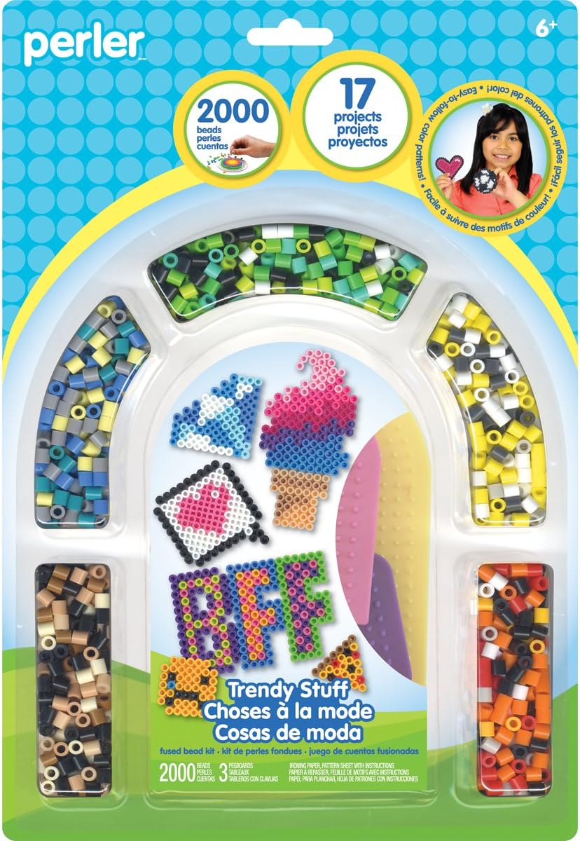 Perler Beads 'Geometric Shapes' Fuse Bead Activity Kit for Kids Crafts, 2004 pcs
