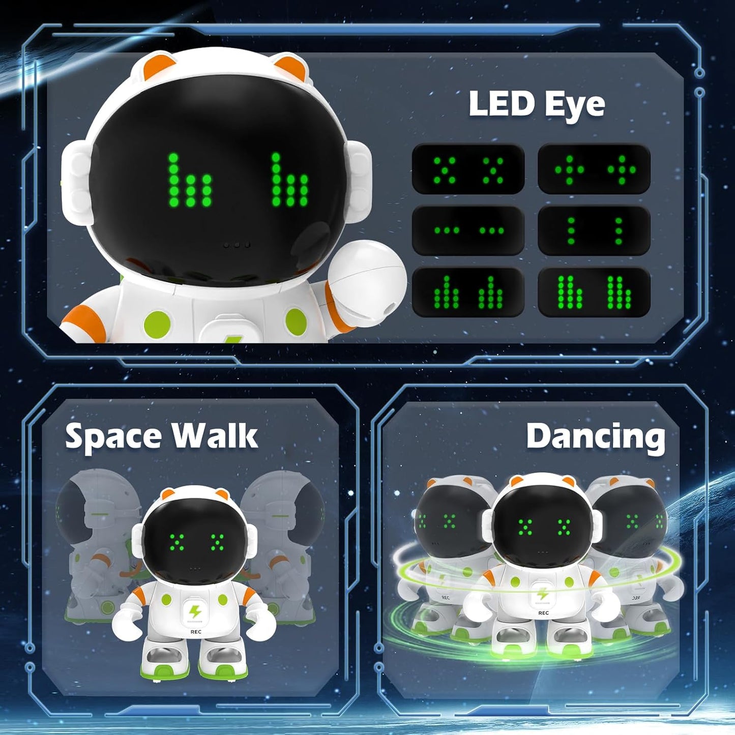 KaeKid Astronaut Robots for Kids, Smart Talking Robotic with Touch Sensor, Voice Control, Speech Recognition, Sing, Dance, Repeat and Record, Rechargeable Robot Toy for 3-8 Year Old Boys Girls