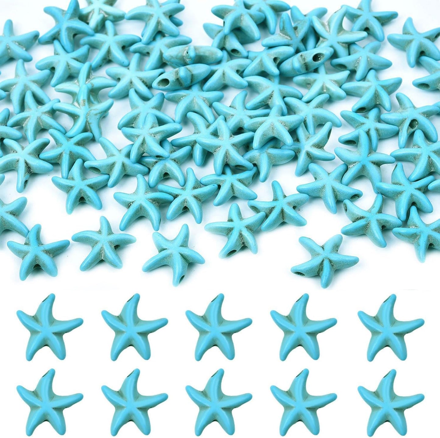 100pcs Blue and White Turquoise Cross Spacer Beads 8x10mm Semi Precious Stone Bead Easter Cross Gemstone Loose Beads for Jewelry Making Charms Beading Bracelets Necklaces Earrings Crafts