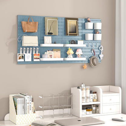 Pegboard Combination Kit, 8 Peg Boards and 30 Accessories Modular Hanging Black Pegboard for Walls, Office Wall Organizer, Keys Holder on Wall, Nursery Storage, 44"x22" Black
