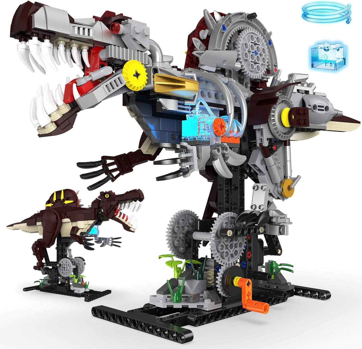 Mechanical T-Rex Dinosaur Building Set with Lights, Rotatable Components & Display Stand, STEM Building Toy for Boys 8-14, Home Office Decor for Adults, Mechanical Enthusiasts (730PCS)