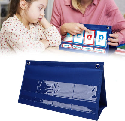 Alomejor CVC Words Phonics Pocket Chart, Foldable Desktop Kit with 38 Double Sided Cards for Preschool Kindergarten Literacy Practice