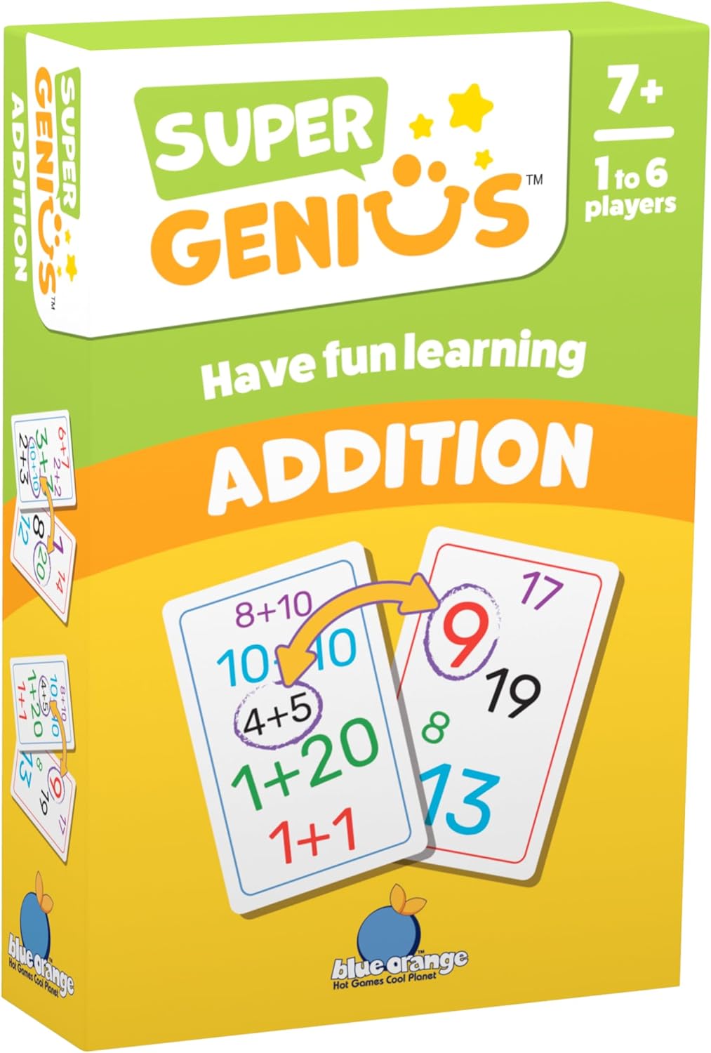 Blue Orange Super Genius Multiplication 2 - Tabletop Card Game, Fun Flash Card Concentration Matching Game for Kids, Ages 8+, 1-6 Players, Teacher Approved, Learn 6-9 Multiplication Tables Games