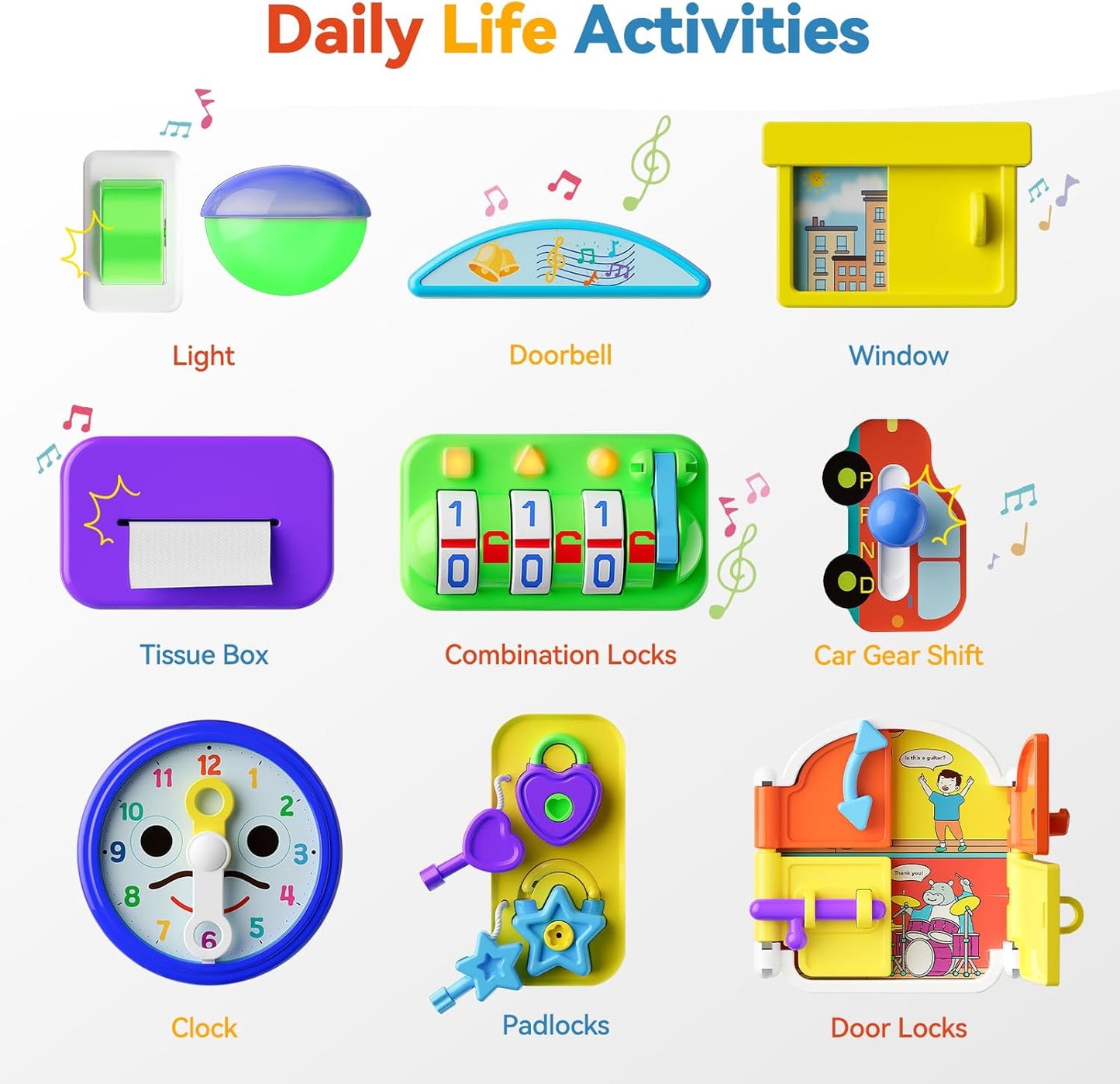 INNOSKY Toddler Montessori Toy Busy Board for 1-2 Year Old Boys Girls Gift, Baby Toy 12-18 Months, Musical Learning Educational Toys for 1 Year Old, 1st Birthday Baby Boy Girl Gifts