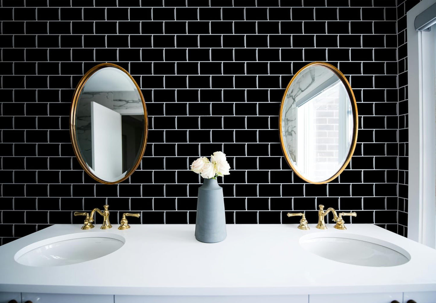 VViViD 11 Sheets Peel and Stick Grey Gloss Faux Ceramic Brick Wall Tiles, Self Adhesive Backsplash 12”x12”, 2mm Thick Kitchen, Bathroom (11 sq. ft.)