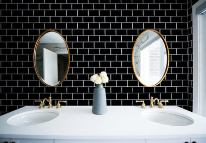 VViViD 11 Sheets Peel and Stick Grey Gloss Faux Ceramic Brick Wall Tiles, Self Adhesive Backsplash 12”x12”, 2mm Thick Kitchen, Bathroom (11 sq. ft.)