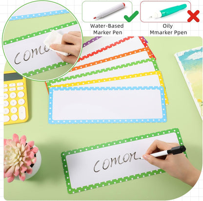 Janlaugh 12 Pcs Large Magnetic Dry Erase Labels for Classroom, 12 x 4 Inch Rectangle Magnetic Name Plates Label Flexible Magnet Stickers for Whiteboards Refrigerator(Rainbow Color,Style 1)