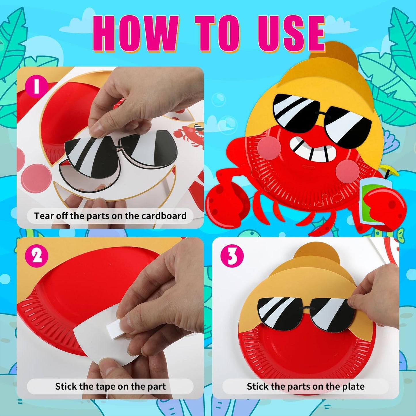 16 Pack Arts and Crafts for Kids, Toddler Crafts Animal Paper Plate Art Kit Gift for 3 4 5 6 Year Old Boys Girls DIY Kids for Birthday Party Favor Preschool Classroom Party Games