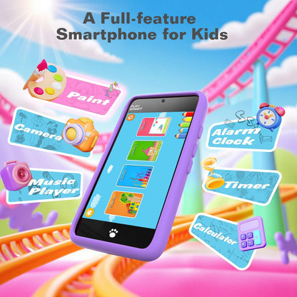 MOMILLA Kids Smart Phone Toys for Girls, 3.97” Touchscreen, Dual Cameras with Stickers, 200+ Games & 16GB Storage, Christmas Birthday Gifts for Kids Age 3-10, Educational Mini Toddler Play Phone Toy