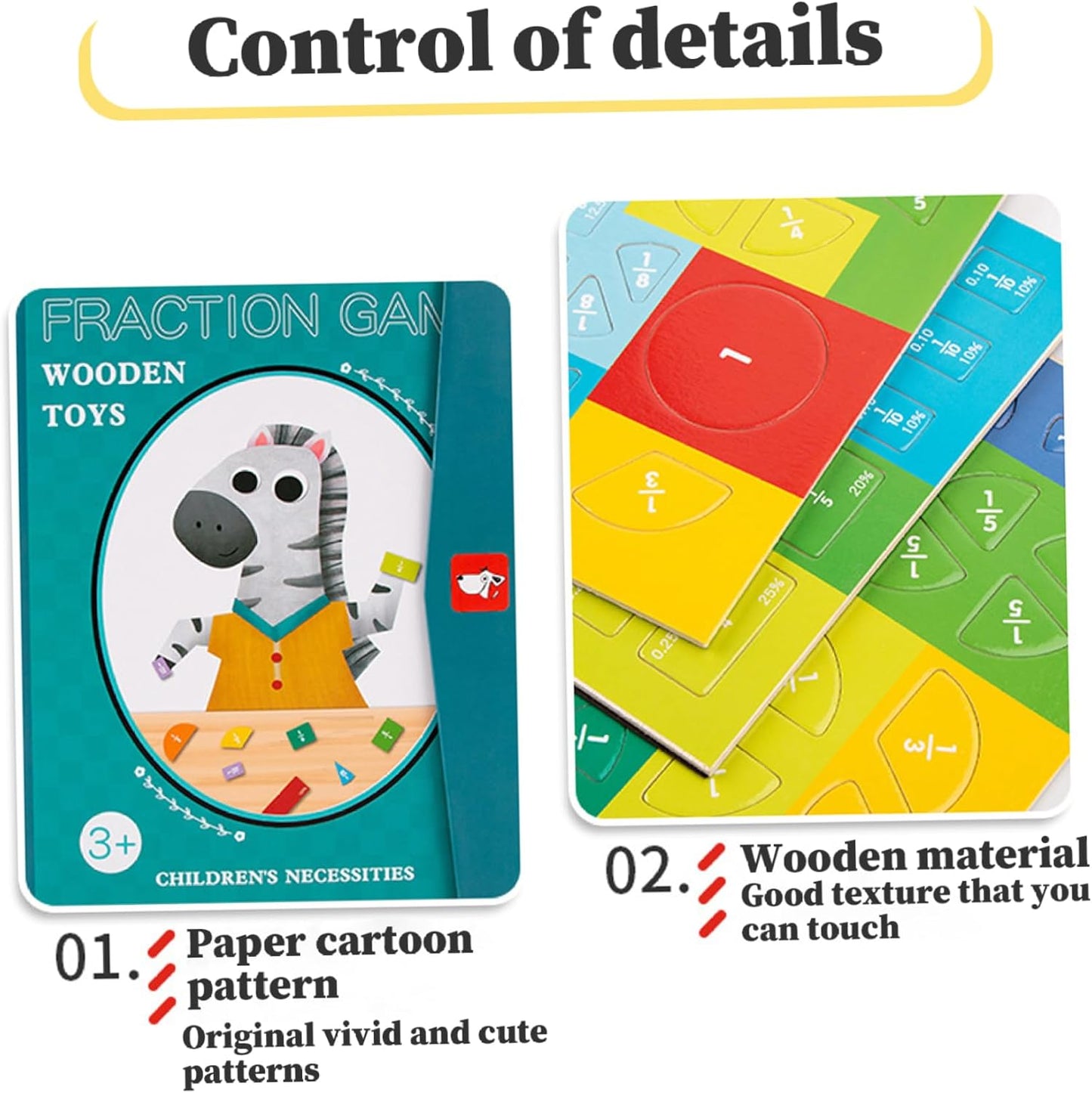 Magnetic Fraction Tiles 1 Set Educational Colorful Fraction Manipulatives with Magnetic Snap Writable Erasable Cute Cartoon Games Math Teaching Tools