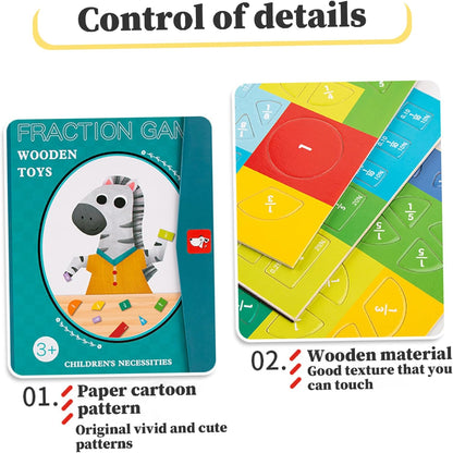 Magnetic Fraction Tiles 1 Set Educational Colorful Fraction Manipulatives with Magnetic Snap Writable Erasable Cute Cartoon Games Math Teaching Tools