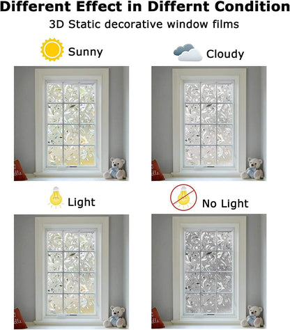 LEMON CLOUD Window Film, Decorative Window Privacy Film, Window Film Privacy Static Cling Frosted, Anti-UV Sun Blocker Heat Control for Home(Grayish Black, 17.5 x 78.7 inches)