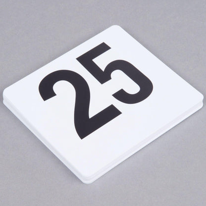 ROY TN 1 25 -Royal Industries Plastic Number Card Set, 4'' by 4'', White Base with Black Numbers