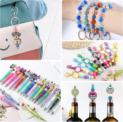 65Pcs 19mm Silicone Beads for Keychain Making Bracelet Necklace, Bulk Round Silicone Beads for Pens（Christmas Green） - Colors A