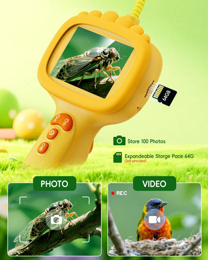 Borescope Camera with Light for Kids, Ashfly STEM Science Educational Toy for 3 4 5 6 7 8 Years Old Boys & Girls, 2.4" Screen Snake Scope Camera for Birthday Outdoor Camping Nature Exploration-Green