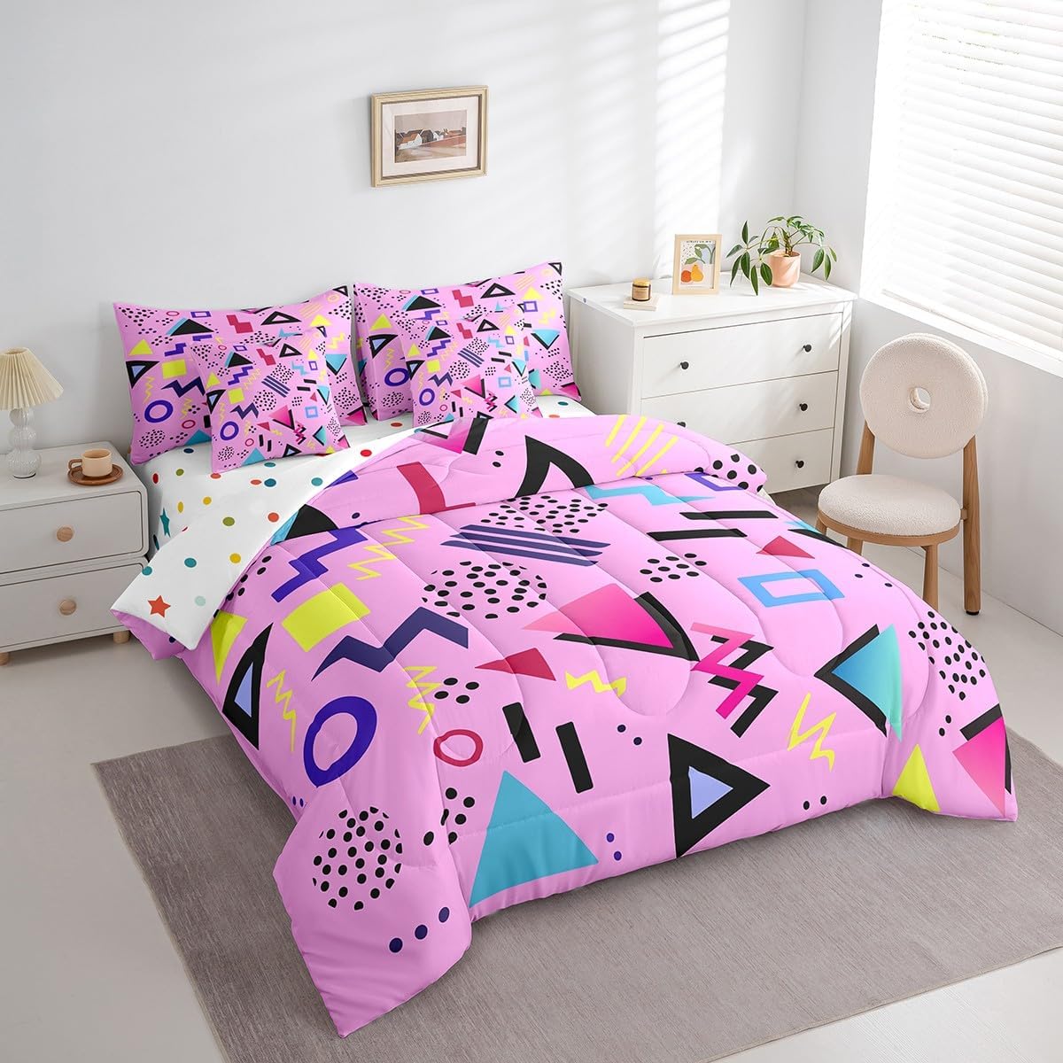 Erosebridal Chemical Equation Bed in a Bag Queen Comforter Set 7 Piece,Chemistry Bedding Sets Science Students Learning Gift Sheet Set with Comforter,Molecular Formula Education Bed Set - Colors A