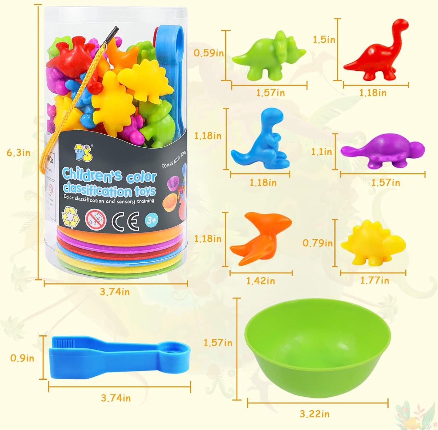 RAEQKS Counting Sorting Toys Matching Stacking Toys with Bowls Preschool Learning Activities Educational Sensory Game Montessori STEM Toy Daycare Sets Animals Gifts for Toddlers Kids Boys Girls