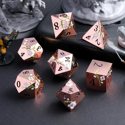 DnDnD Heavy Polyhedral Metal Dice Set with Metal Box, 7-die Shiny Blue Surface with Golden Number for RPG,Dungeons and Dragons,Pathfinder,Shadowrun,D&D,Role Palying Game and Math Teaching - Colors A