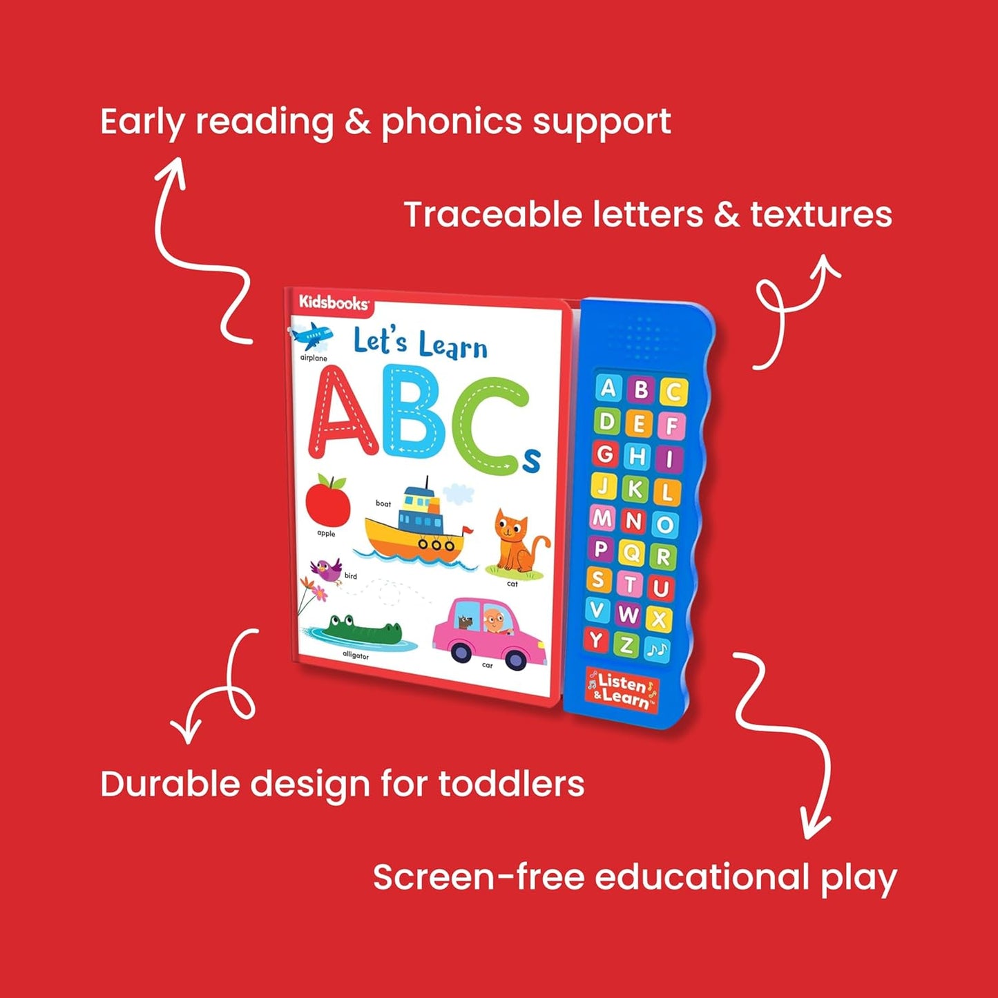 Let’s Learn ABCs – Interactive Toddler Sound Book with 27 Buttons | Tracing, Alphabet Song, Children's Board Book | Learn Letters & First Words | Fun Learning Activities for Boys & Girls