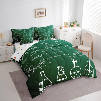 Erosebridal Chemical Equation Bed in a Bag Queen Comforter Set 7 Piece,Chemistry Bedding Sets Science Students Learning Gift Sheet Set with Comforter,Molecular Formula Education Bed Set - Colors A