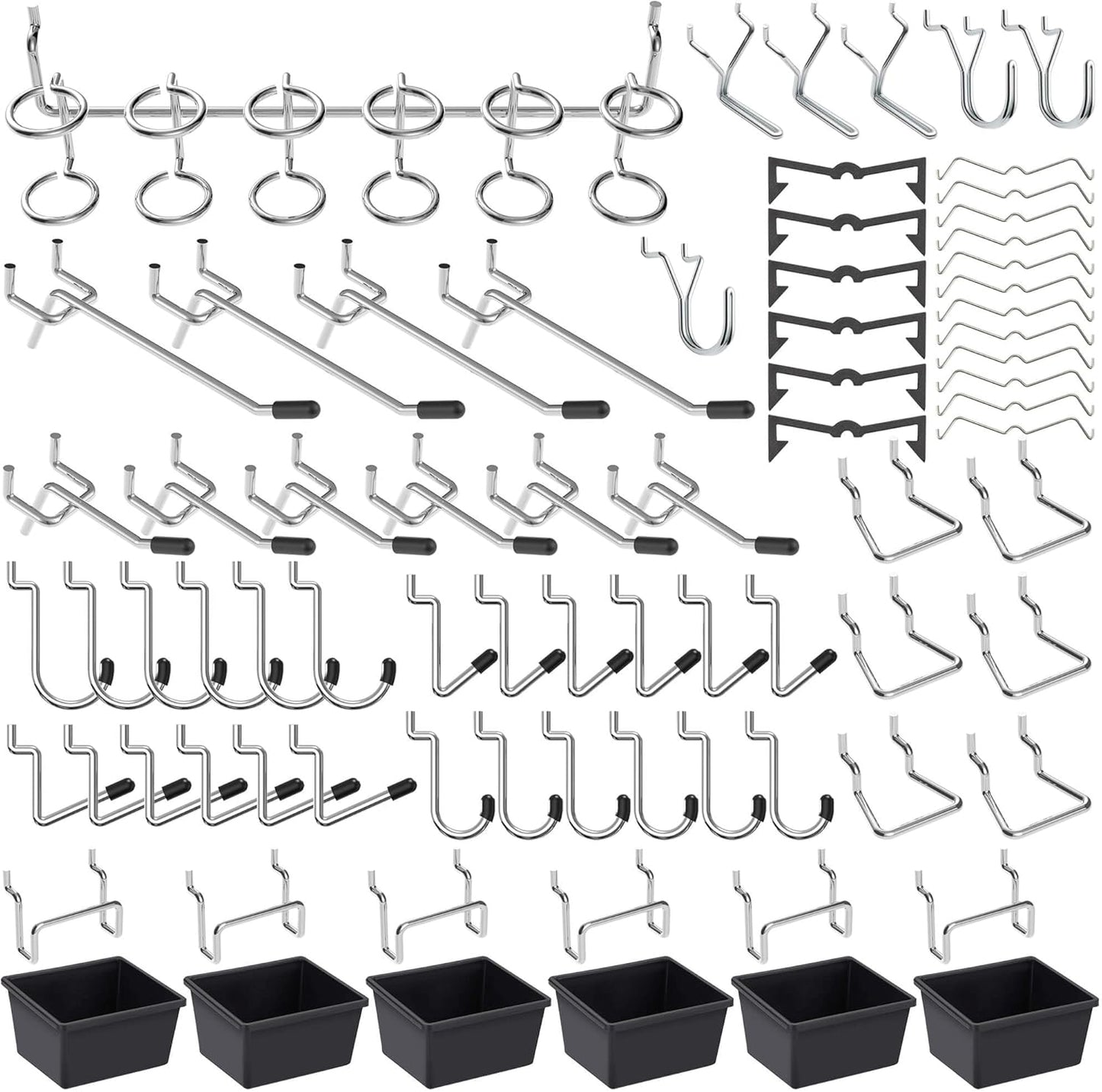 Pegboard Hooks, with Bins, Peg Locks, for Organizing Various Tools, 188 PCS, 80 of Which are Locks