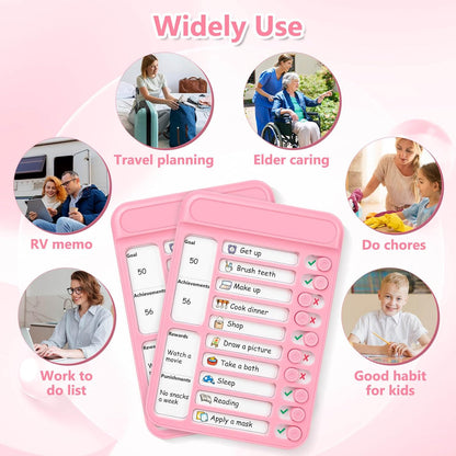 Audab Dry Erase Chore Chart for Kids, Magnetic Checklist Board, My Chores Slider Chart to Do List Board, Routine Reward Chart Schedule Board Task Tracker for Home Refrigerator, Wall, Desk (Pink)