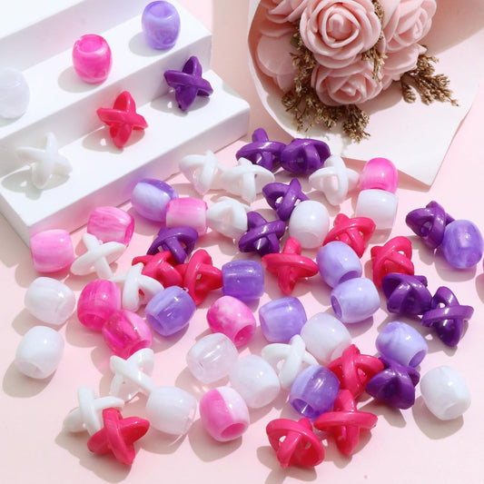 60PCS Hair Beads for Braids Mixed Color Acrylic Loc Bead 2 Style Dreadlock Accessories Cute Hair Braid Decoration for Kids Girls