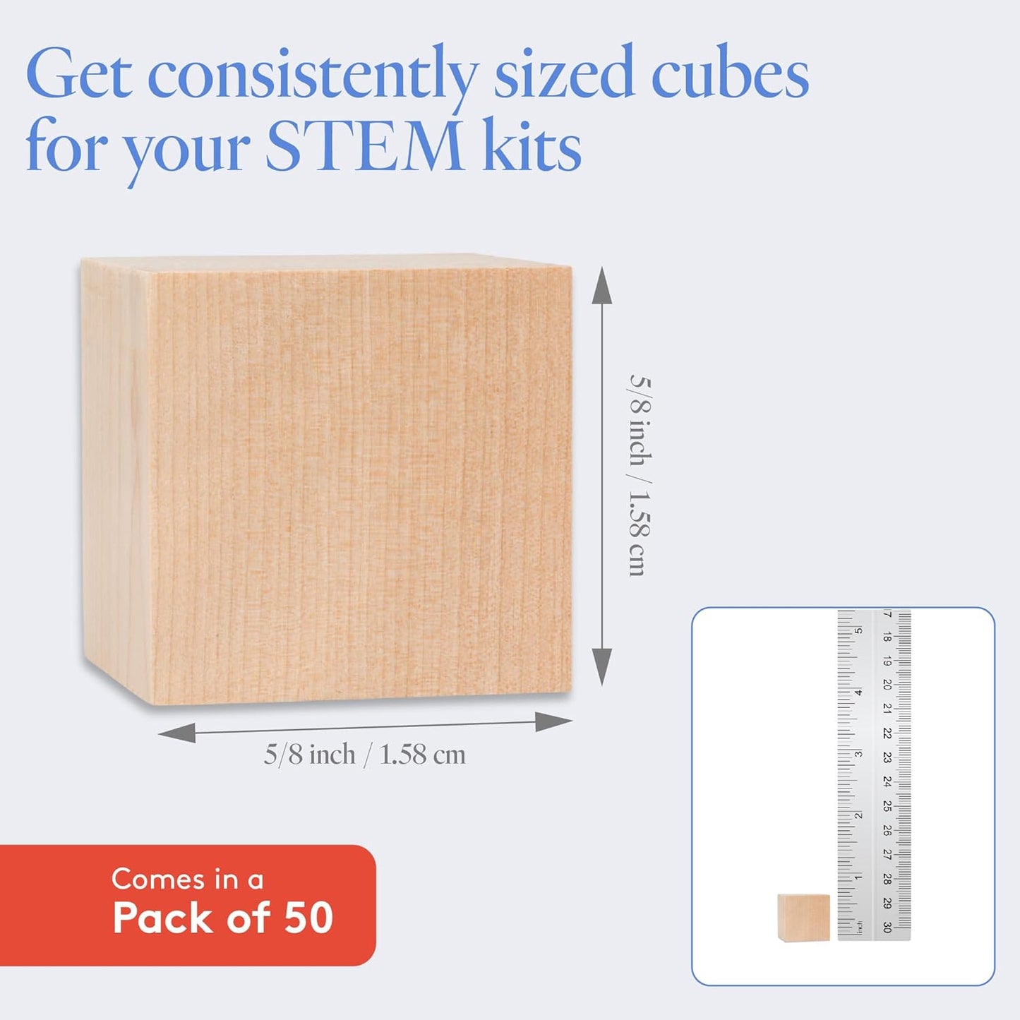 DIY Wooden Cubes 3/4-inch, Pack of 100 Small Blank Wooden Blocks, Unfinished Wood Blocks for Crafts, STEM, Dice, and Building Blocks for Stacking, by Woodpeckers