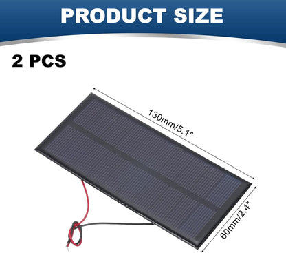 MECCANIXITY 2 Pcs 5.5V 0.44W 70mA Mini Solar Panels, Small Polycrystalline Solar Cell Panel with 2 Cable for DIY Electric Toy Materials Kits Charger, 60mm x 60mm