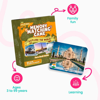 Menique Wild Animals Memory Matching Game – 80 Cards (40 Pairs) with Real Photos – Includes Educational Booklet with Animal Facts – Fun & Cognitive Game for Kids and Adults