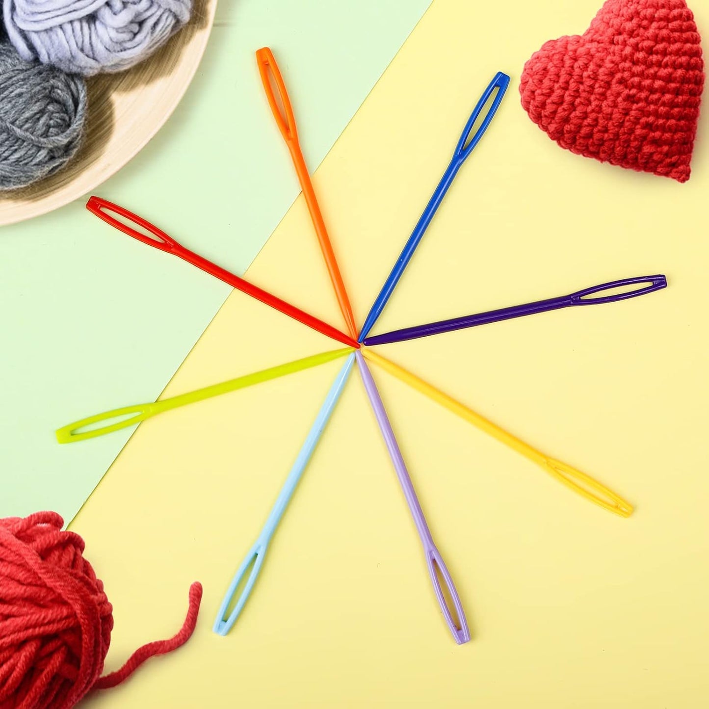LOVEINUSA 100PCS Plastic Needles for Kids, Large Eye Yarn Needles for DIY Stitchery Plastic Sewing Needles Tapestry