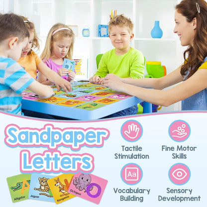 Broytain Sandpaper Letters Cards for Toddlers 3+,Word Games,Speech Therapy Toys for 3 4 5,Sensory Products, Educational Flash Cards,Learn Animals and Others