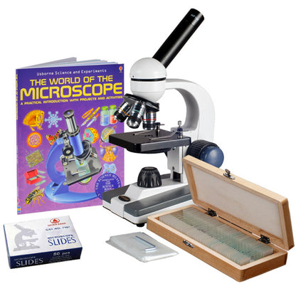 AmScope M150C / M150C-I 40X-1000X All-Metal Optical Glass Lenses Cordless LED Student Biological Compound Microscope